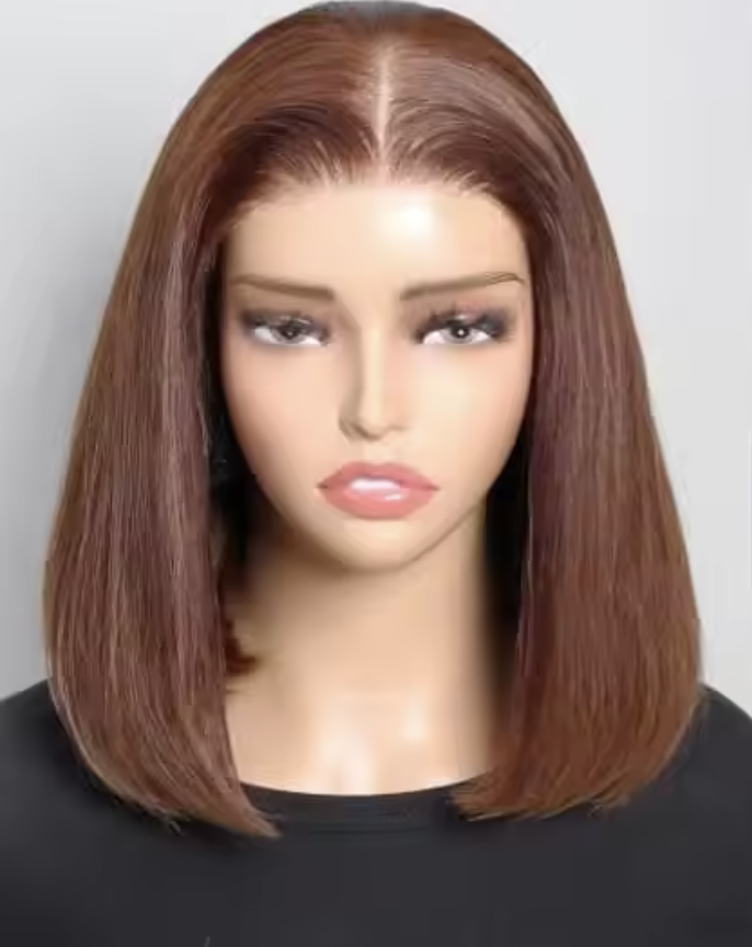 13x4 #33 Reddish Brown Straight Bob Glueless Lace Wig