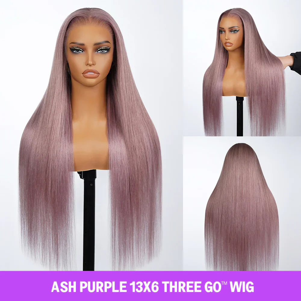 13x6 Silky Straight Ash Purple Glueless Wig