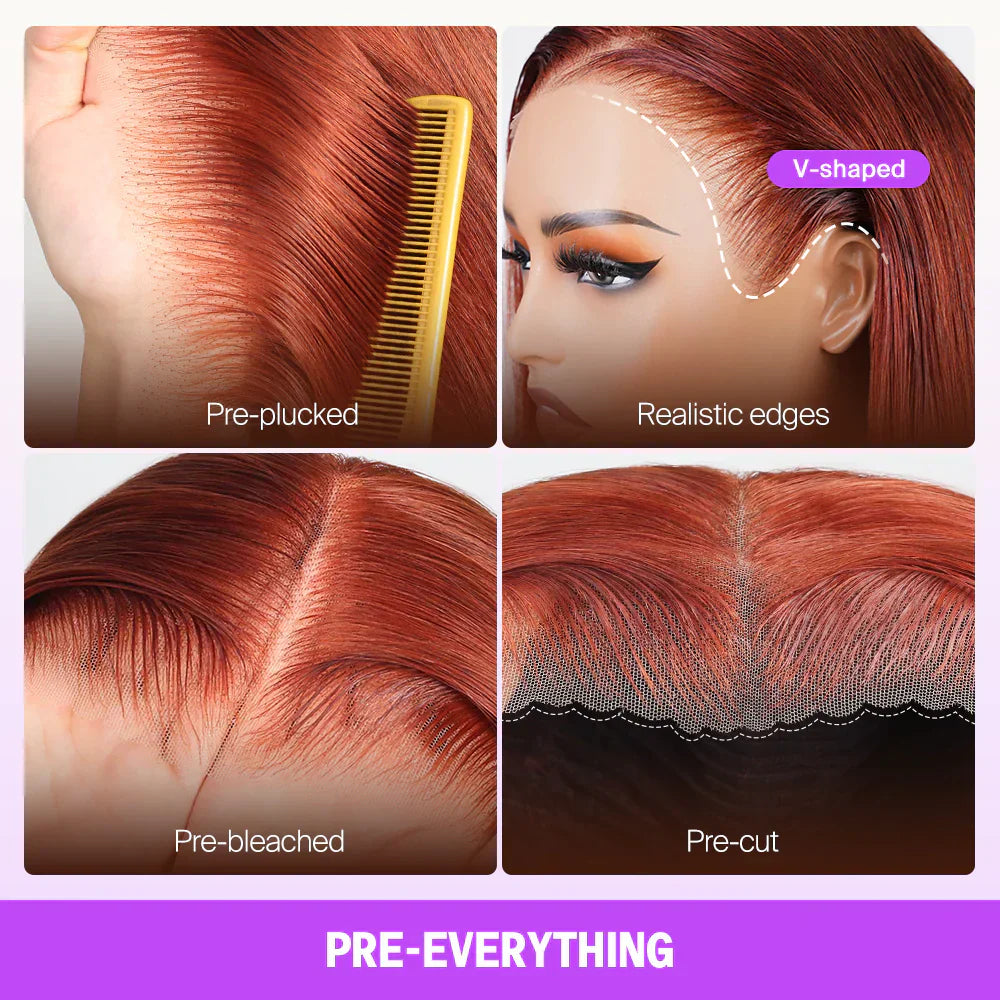 13x6 Reddish Brown 360 Full Lace Glueless Straight Wig
