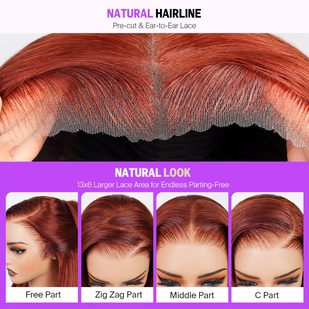 13x6 Reddish Brown 360 Full Lace Glueless Straight Wig