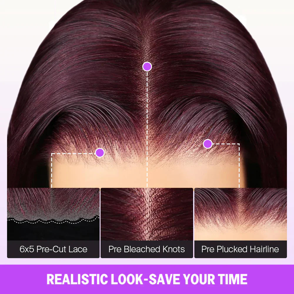 13x4 Lace Frontal Plum Body Wave Glueless Wig with Natural Hairline