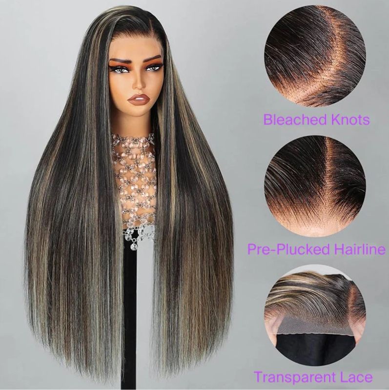 13x6 Balayage Highlight Straight Hair HD Lace Wig
