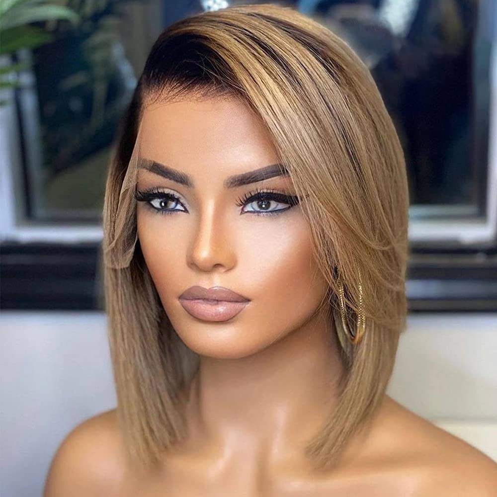 13x4 Straight Honey Blonde Highlight Bob HD Lace Wig