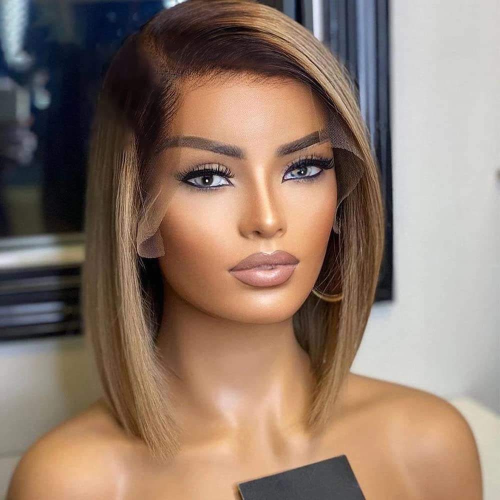 13x4 Straight Honey Blonde Highlight Bob HD Lace Wig