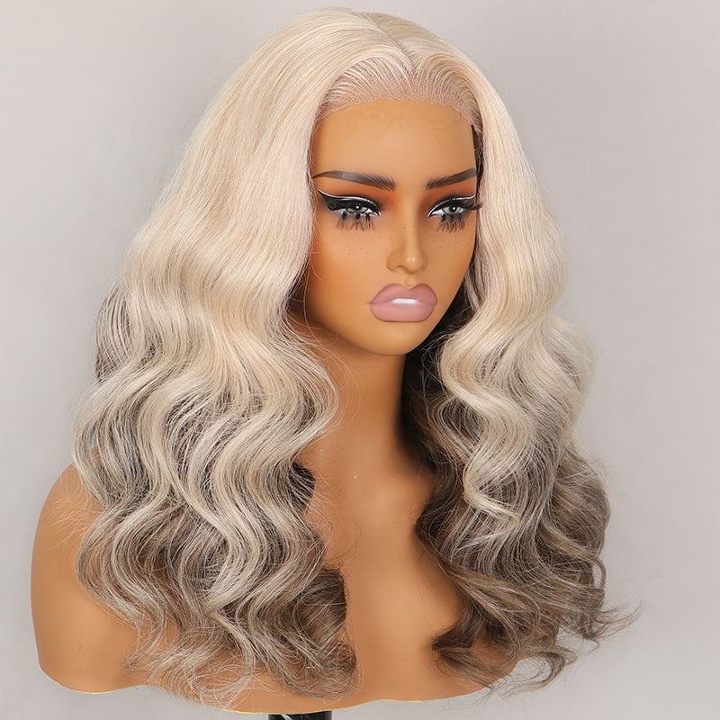 13x6 Ombre Strawberry Blonde Glueless Wig - Body Wave