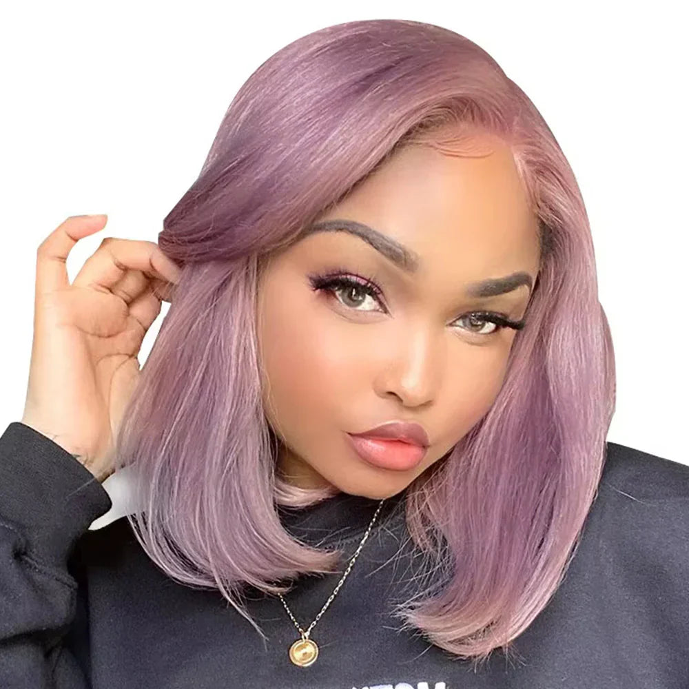 13x6 Silky Straight Ash Purple Glueless Wig
