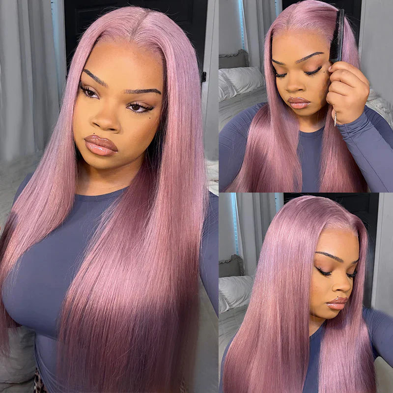 13x6 Silky Straight Ash Purple Glueless Wig