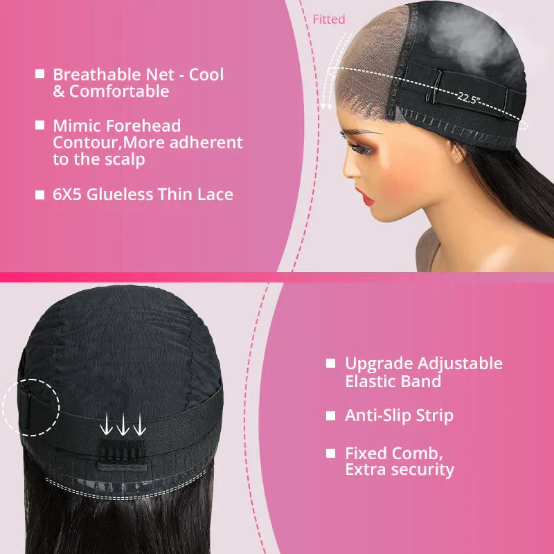 6x5 Pre-cut Glueless Wig - Straight